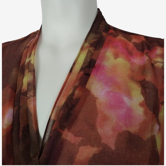 Coldwater Creek Sleeveless Watercolor Floral Front Tie Chiffon Blouse SP - Picture 5 of 10